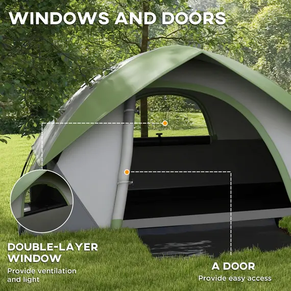 Buy Camping Tent with Inflatable Mattress, 2-3 Person Dome Tent with Air Bed and Sewn-in Groundsheet, Portable 3000mm Waterproof Tent with Carry Bag and Hook, for Fishing Hiking, 4 image