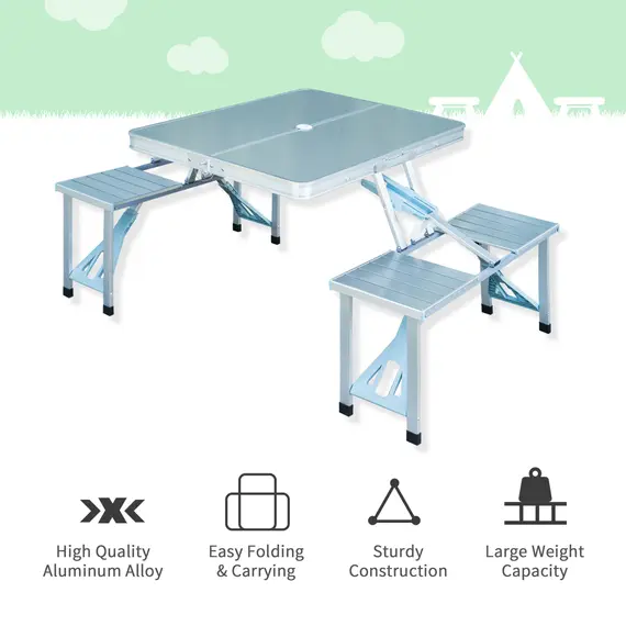 Buy Aluminum Portable Picnic Table Chair Set, 5 image