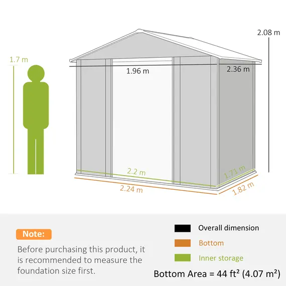 Buy 8 x 6ft Garden Storage Shed with Sliding Door - Brown Wood Effect, 3 image