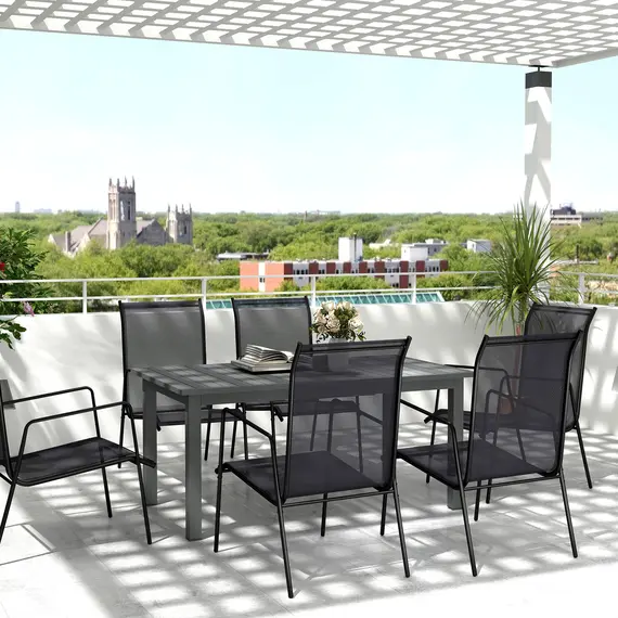 Buy Aluminium Extending Garden Table with Slatted Top for 6-8 Person, 160/220 x 90 x 73 cm, Grey, 2 image