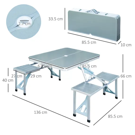 Buy Aluminum Portable Picnic Table Chair Set, 3 image