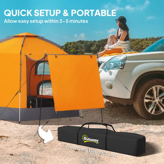 Buy Automatic Pop Up Camping Tent, Instant Setup 2-4 Man Tent with Mesh Windows, Waterproof & UV30+, Portable with Carry Bag for Fishing, Hiking, Backpacking, Orange, 4 image