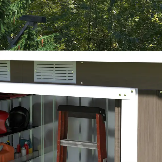 Buy Metal Garden Shed, Outdoor Tool House with Foundation Kit, Ventilations and Double Doors 9ft x 4ft, 8 image