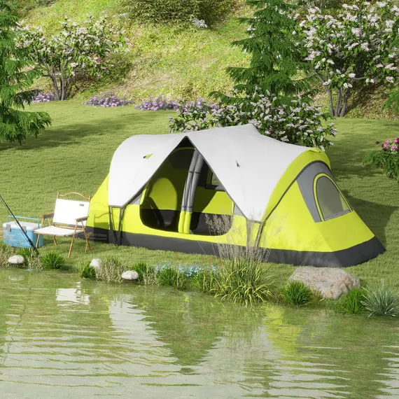 Buy Camping Tent for 6-8 Man with 2000mm Waterproof Rainfly and Carry Bag for Fishing Hiking Festival, Yellow, 2 image