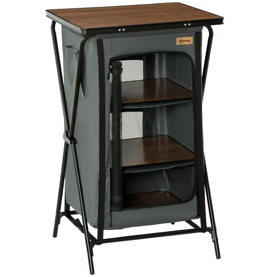 Buy Camping Cupboard, Aluminium Foldable Camping Kitchen Station Cook Table with Storage Shelves and Carrying Bag for BBQ Party Picnic Backyard