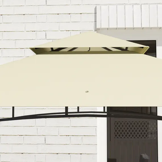 Buy 8' x 5' Grill Gazebo Canopy, Double Tiered Outdoor BBQ Gazebo Shelter with 2 Side Shelves, Storage Baskets, Hook for Garden, Patio, Barbecue, Picnic, Beige, 8 image