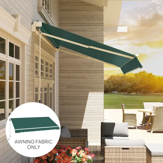 Buy Awning Replacement Canopy, Water Resistant UPF 50+ Sun Shade Cover for 3 x 2.5 m Garden Awning (Fabric Only), Green, 9 image