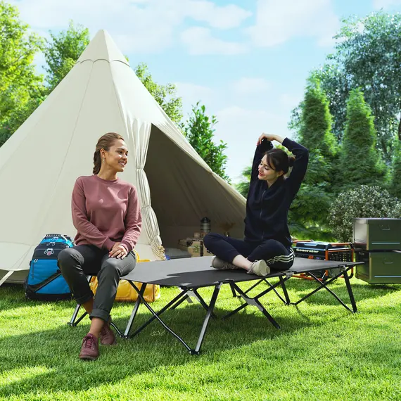 Buy Double Camping Cot Bed, with Bag - Charcoal Grey, 8 image