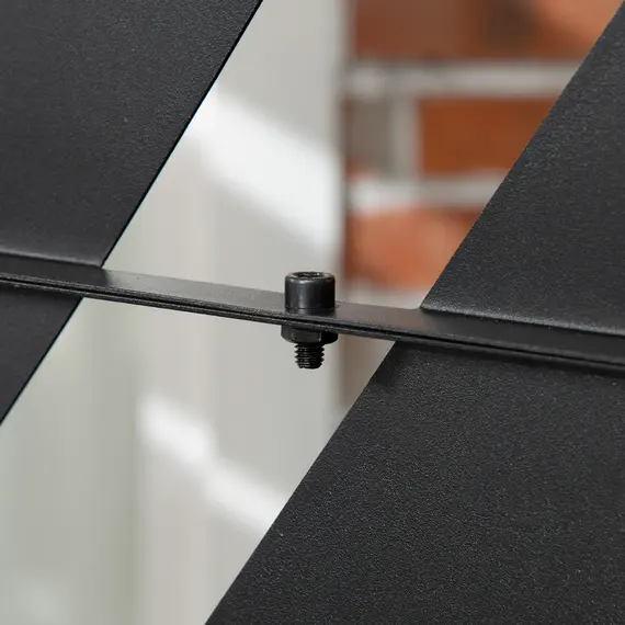 Buy Decorative Privacy Screen with Stand, 6.5FT Freestanding Metal Outdoor Divider, Decorative Privacy Panel with Expansion Screws for Garden Patio Pool Hot Tub, Banana Leaf Style, Black, 7 image