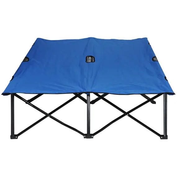 Buy Double Camping Cot Bed, with Bag - Blue, 7 image
