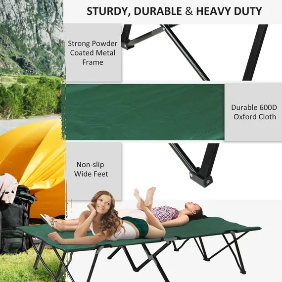 Buy Double Camping Cot Bed, with Bag - Green, 4 image