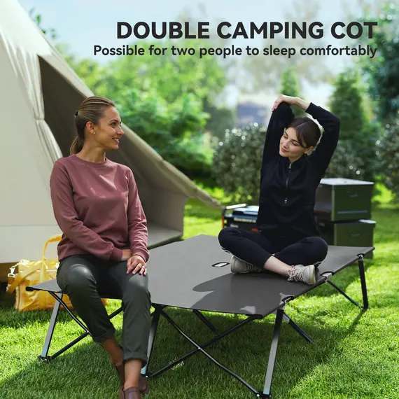 Buy Double Camping Cot Bed, with Bag - Charcoal Grey, 6 image