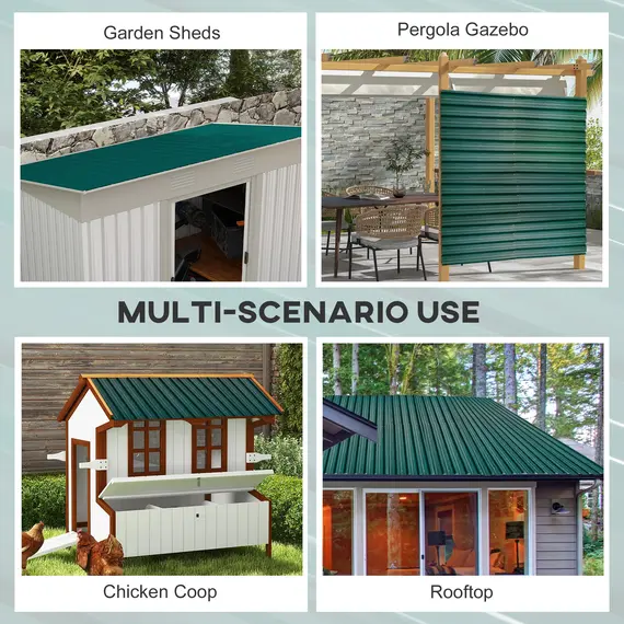 Buy Corrugated Roofing Sheets, Pack of 24, Galvanised Metal Roofing Sheets for Greenhouse, Garage, Storage Shed, Carport, 129 x 45cm, Green, 4 image