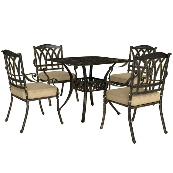 Buy Five-Piece Cast Aluminium Garden Dining Set - Bronze Tone
