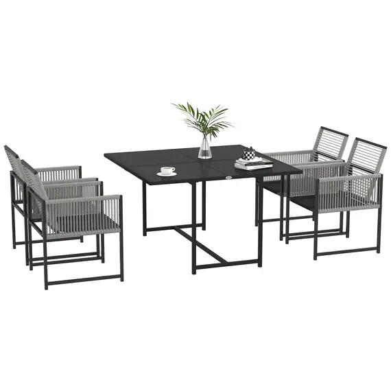 Buy Five-Piece Metal Dining Set, with Folding Back Chairs, Light Grey