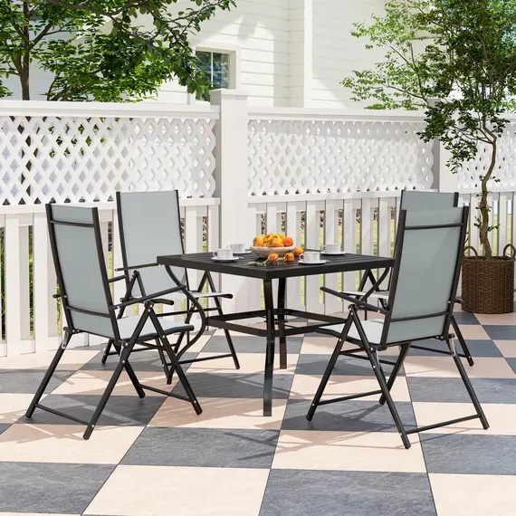 Buy Five-Piece Steel Frame Patio Set - Grey/Black, 2 image
