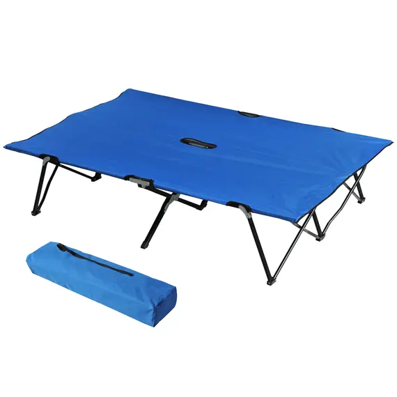 Buy Double Camping Cot Bed, with Bag - Blue