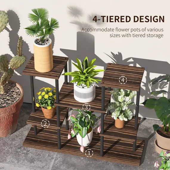 Buy Four-Tier Wooden Shelf Plant Stand, 4 image