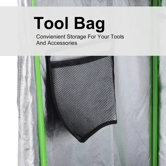 Buy Grow Tent Reflective Mylar Hydroponic with Adjustable Vents and Floor Tray for Indoor Plant Growing, 60 x 60 x 140 cm (24.5" x 24.5" x 55"), 6 image