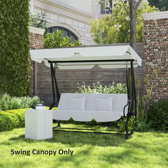Buy Garden Swing Canopy Replacement 3 Seater, Waterproof Garden Swing Seat Canopy Cover, Windproof Anti-UV Sun Shade (Canopy Only) for Patio, Balcony, Light Grey, 6 image