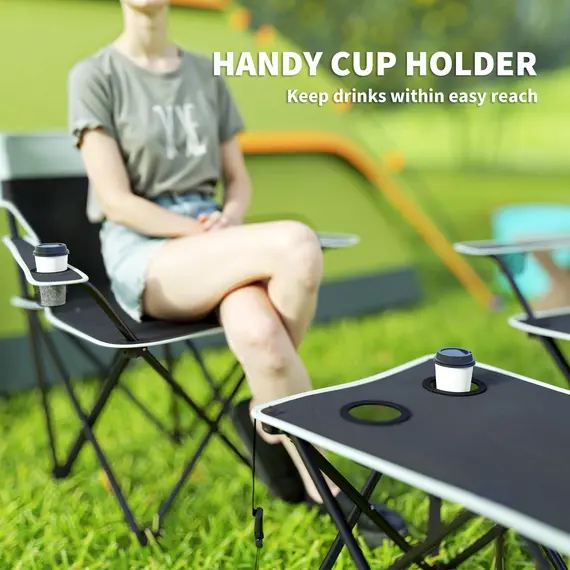 Buy Four-Piece Portable Picnic Table Set - Grey, 5 image