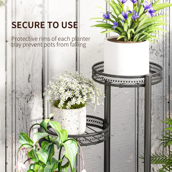Buy Four-Tier Steel Plant Stand - Black, 6 image