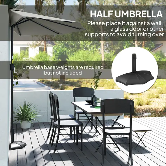 Buy Half Round Parasol Umbrella - Light Grey, 5 image