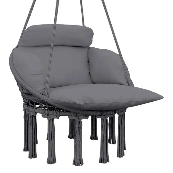 Buy Hanging Chair Outdoor Hammock Chair with Soft Cushion, Cotton Rope Boho Style Swing Chair, Hanging Garden Swing Seat for Indoor Outdoor, Dark Grey