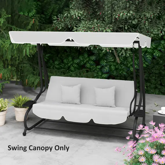 Buy Garden Swing Canopy Replacement 3 Seater, Waterproof Garden Swing Seat Canopy Cover, Windproof Anti-UV Sun Shade (Canopy Only) for Patio, Balcony, Light Grey, 2 image