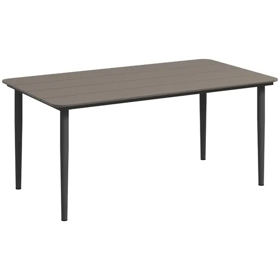 Buy Garden Table, Outdoor Dining Table for 6 People, 160 x 90 x 74 cm, with Rust Resistant Metal Frame, WPC Top, for Balcony, Terrace, Dark Grey