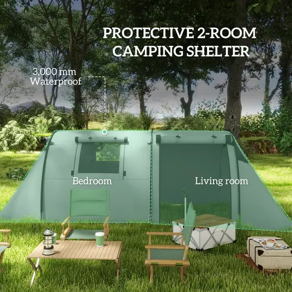 Buy Four Man Duo Room Tunnel Tent, with Accessories - Grey, 4 image