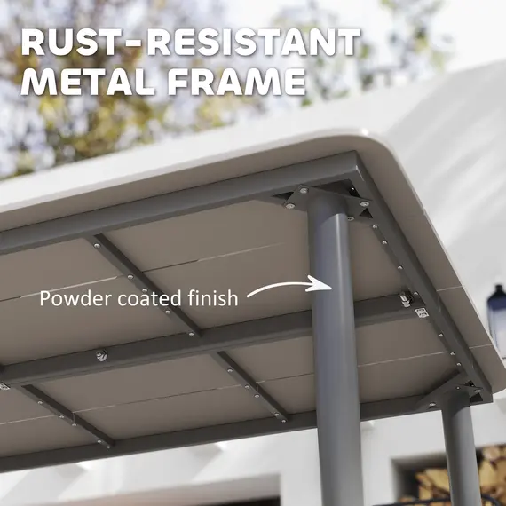 Buy Garden Table, Outdoor Dining Table for 6 People, 160 x 90 x 74 cm, with Rust Resistant Metal Frame, WPC Top, for Balcony, Terrace, Light Grey, 5 image