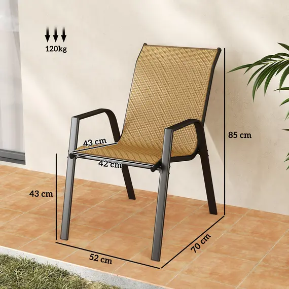 Buy Four-Piece Stacking Rattan Garden Seat Set - Khaki, 3 image