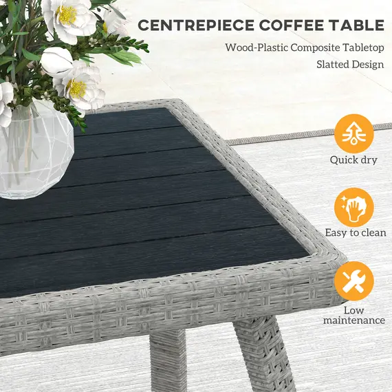 Buy Four-Piece Rattan Cut-Out Sofa Set - Grey, 8 image