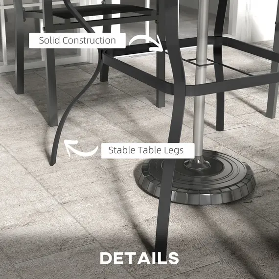 Buy Four-Seater Steel Garden Table, with Parasol Hole - Brown/Black, 6 image