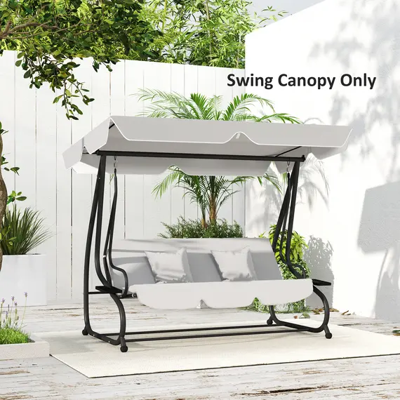 Buy Garden Swing Canopy Replacement 3 Seater, Waterproof Garden Swing Seat Canopy Cover, Windproof Anti-UV Sun Shade (Canopy Only) for Patio, Balcony, Light Grey, 7 image