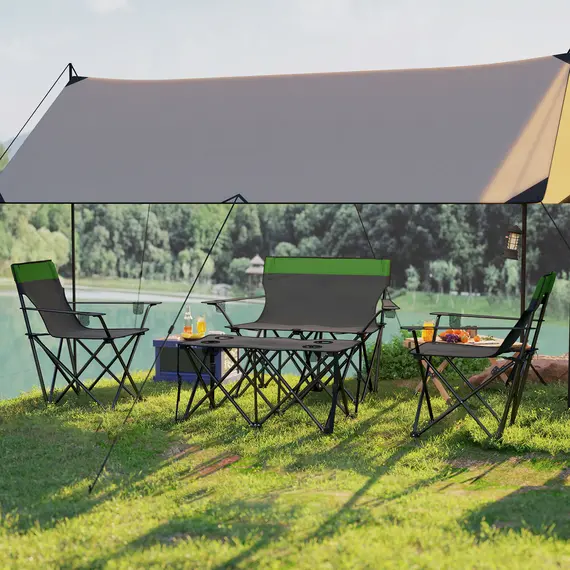 Buy Four-Piece Portable Picnic Table Set - Green, 9 image