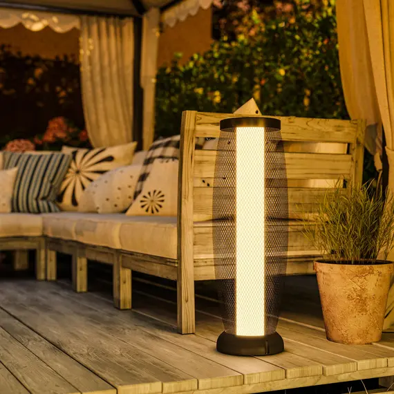 Buy Garden Solar Lamp, 71.5 cm Tall Metal Floor Lamp, Auto On/Off LED Solar Garden Light with Metal Wire Shade, IP44 for Outdoor, Porch, Pathway, Terrace, Black, 2 image