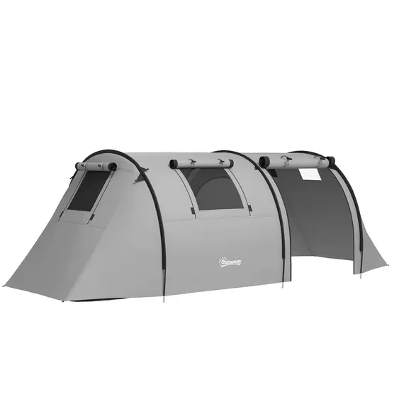 Buy Four Man Duo Room Tunnel Tent, with Accessories - Grey