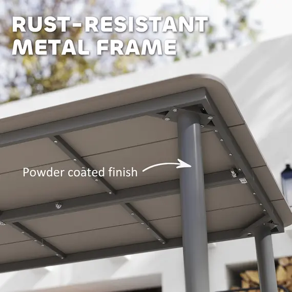 Buy Garden Table, Outdoor Dining Table for 6 People, 160 x 90 x 74 cm, with Rust Resistant Metal Frame, WPC Top, for Balcony, Terrace, Dark Grey, 5 image