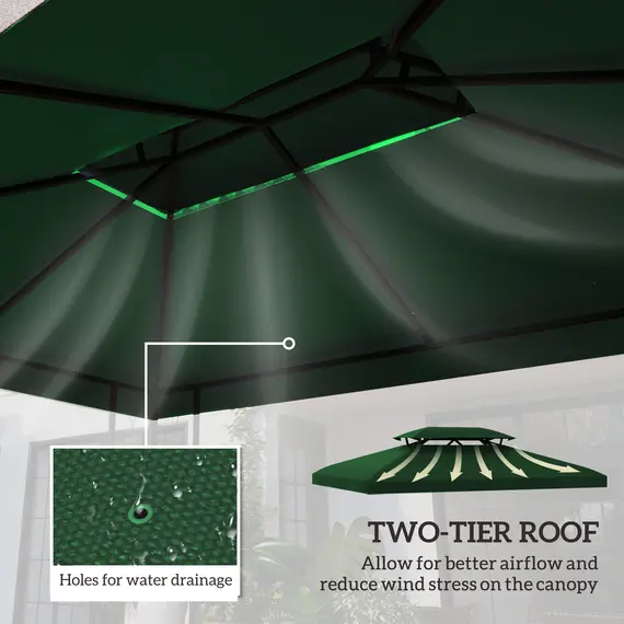 Buy Gazebo Roof Replacement, for 3 x 4m Frames - Green, 4 image