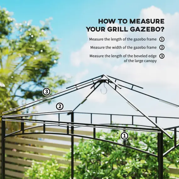 Buy Grill Gazebo Replacement Canopy Roof for 1.5 x 2.4m Frame, UPF50+ Protection, Double Tiered 5' x 8' Outdoor BBQ Gazebo Cover Replacement, TOP COVER ONLY, Dark Grey, 4 image