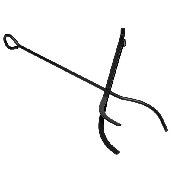 Buy Metal Firewood Log Holder 2 Layer Firewood Rack Indoor Outdoor Fireplace Wood Storage Shelf with 4 Tools and Hooks, Black, 40L x 30W x 74.5H cm, 8 image