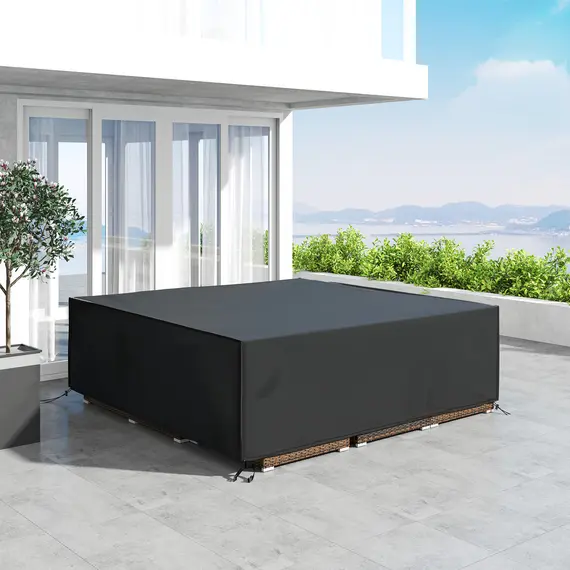 Buy Large Patio Garden Furniture Set Cover 600D Oxford Square Waterproof, 230 x 230 x 70 cm, Black, 7 image