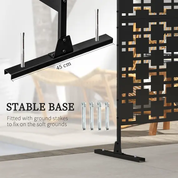 Buy Metal Decorative Privacy Screen Outdoor Divider, Black Grid, 5 image