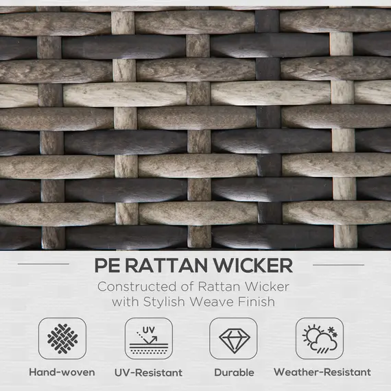 Buy Outdoor PE Rattan Corner Sofa, Garden Wicker Furniture Single Sofa Chair w/ Cushions, Deep Grey, 4 image