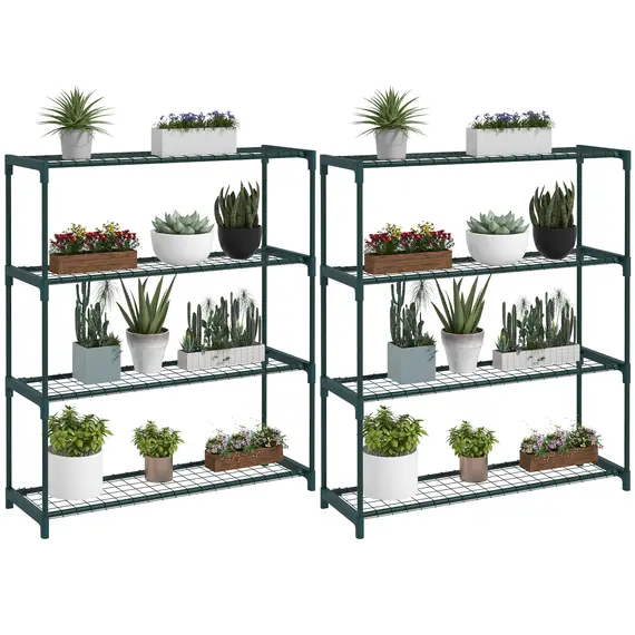 Buy Modern Plant Stand, 4-Tier Planter Holder with Steel Frame, Outdoor Flower Display Rack for Potted Plants Garden Balcony Decor, Dark Green