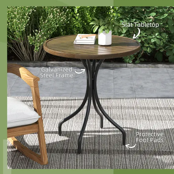 Buy Î¦66cm Galvanised Steel Garden Table - Brown, 5 image