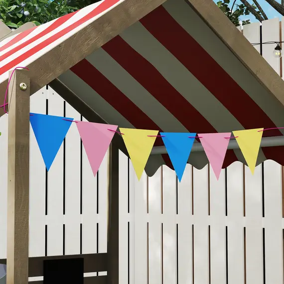 Buy House-Designed Wooden Sandbox, Outdoor Sandpit, with Blackboard, Toys, Sink, Seats, Flags, for Ages 3-7 Years - Grey, 9 image