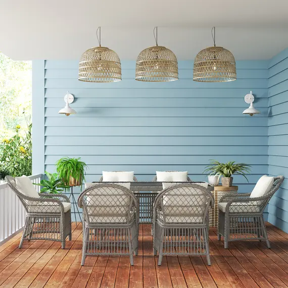 Buy Rattan Dining Set with Seat and Back Cushions, 6 Seater Garden Furniture Set with Aluminium Frame, 6 Chairs, WPC Top Rectangle Table, Conservatory Wicker Patio Furniture, Grey, 9 image